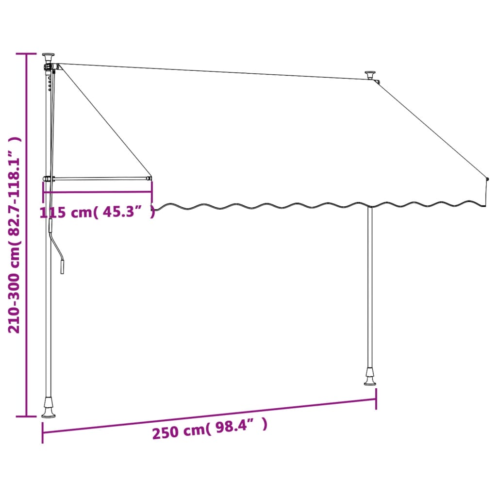 Luifel uittrekbaar 250x150 cm stof en staal antracietkleurig