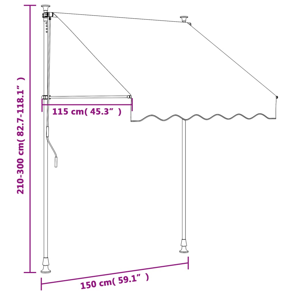 Luifel uittrekbaar 150x150 cm stof en staal crèmekleurig