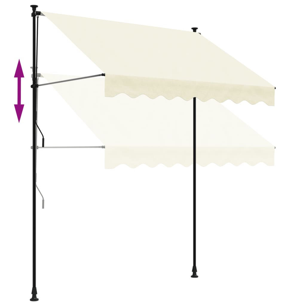 Luifel uittrekbaar 200x150 cm stof en staal crèmekleurig