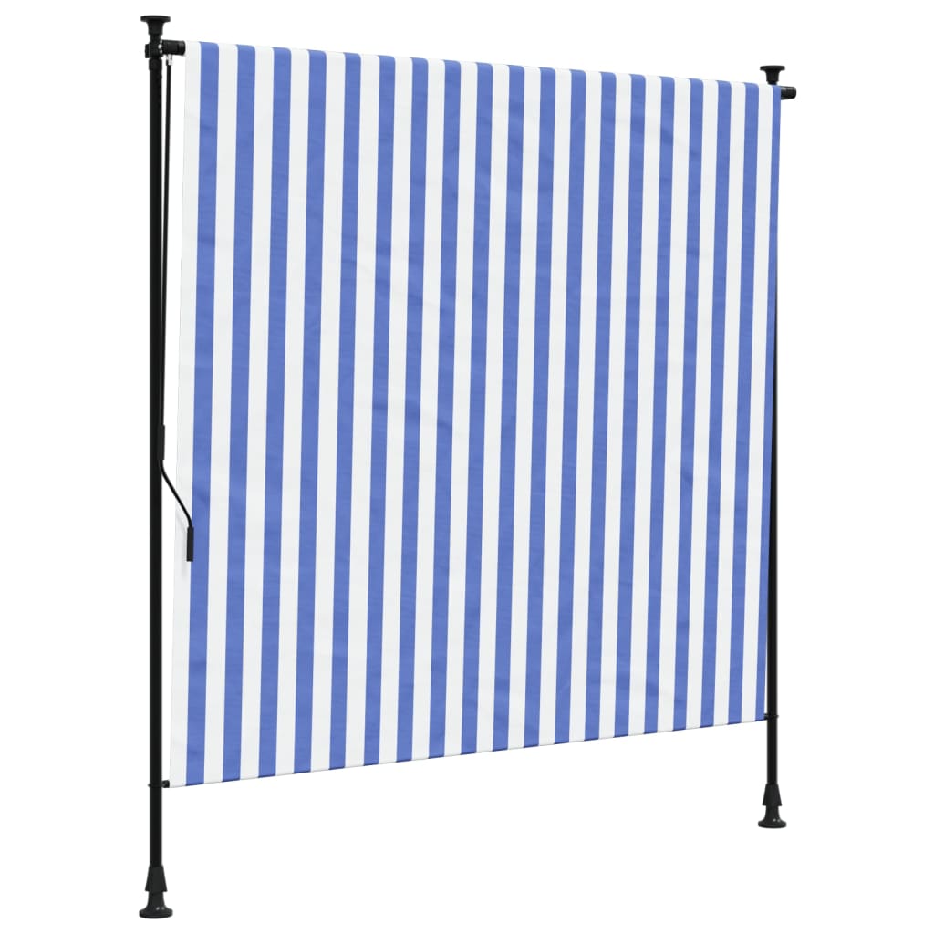 Rolgordijn voor buiten 200x270 cm stof en staal blauw en wit