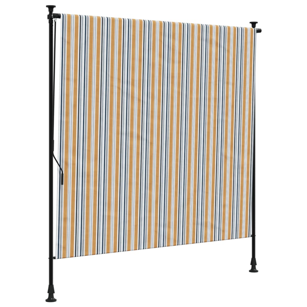 Rolgordijn voor buiten 150x270 cm stof en staal geel en wit