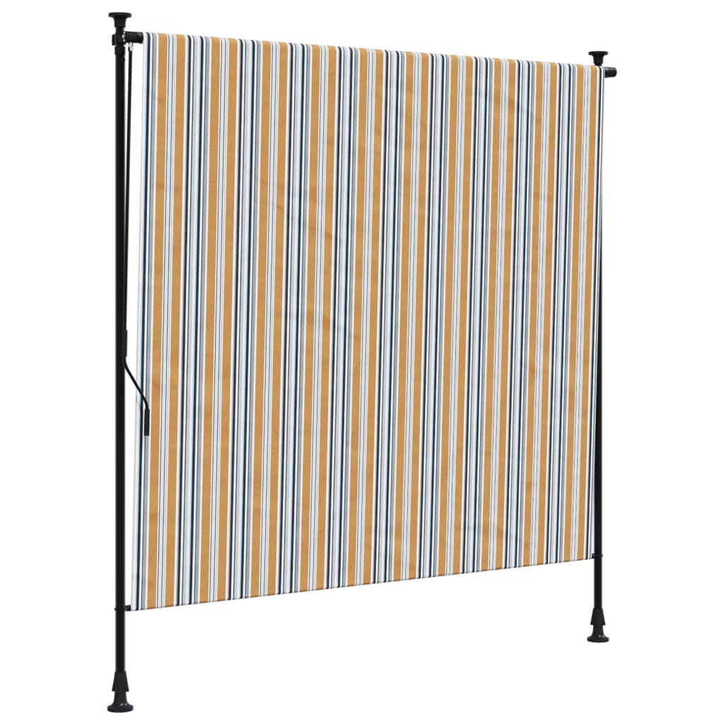 Rolgordijn voor buiten 200x270 cm stof en staal geel en wit