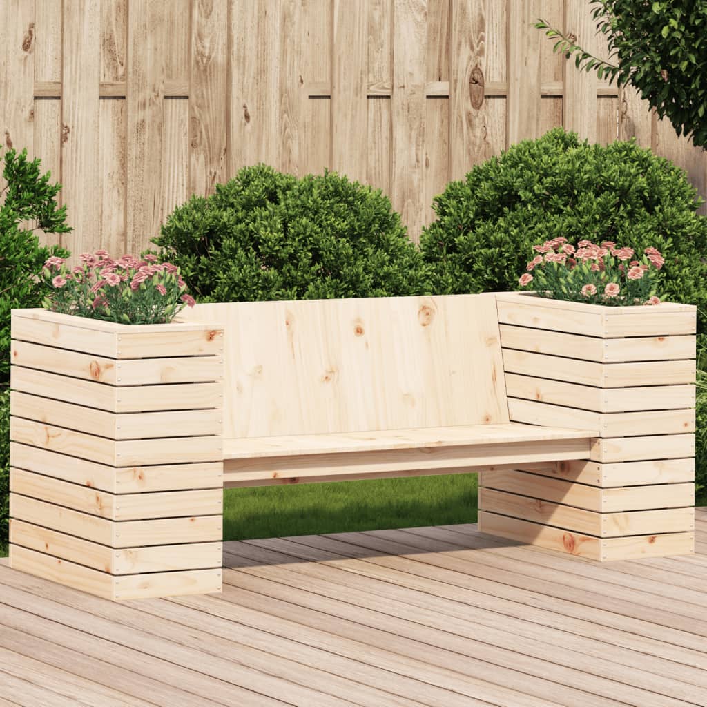 Bankje Met Plantenbakken 167,5X60X65 Cm Grenenhout Natuurlijk grenenhout
