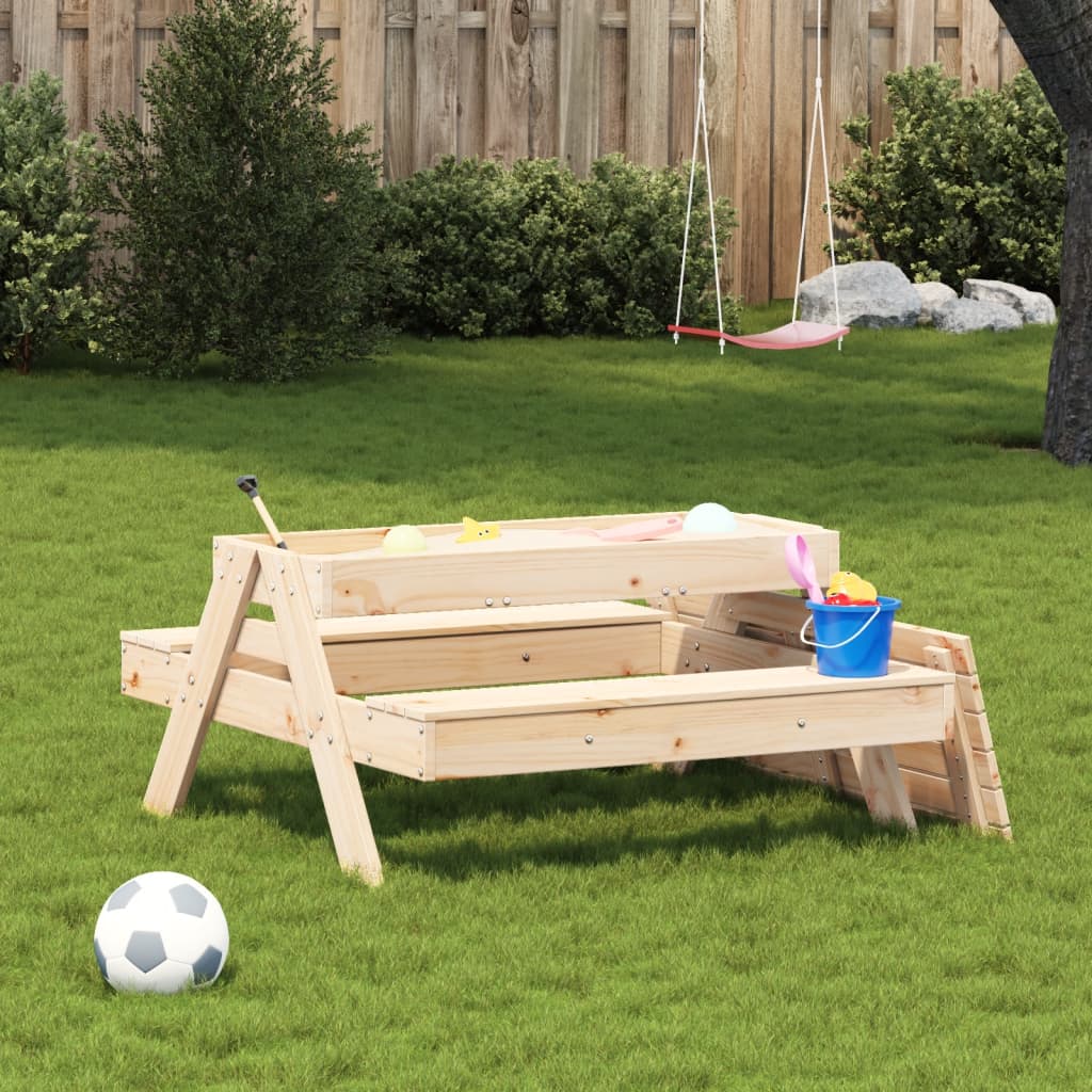 Picknicktafel met zandbak voor kinderen massief grenenhout