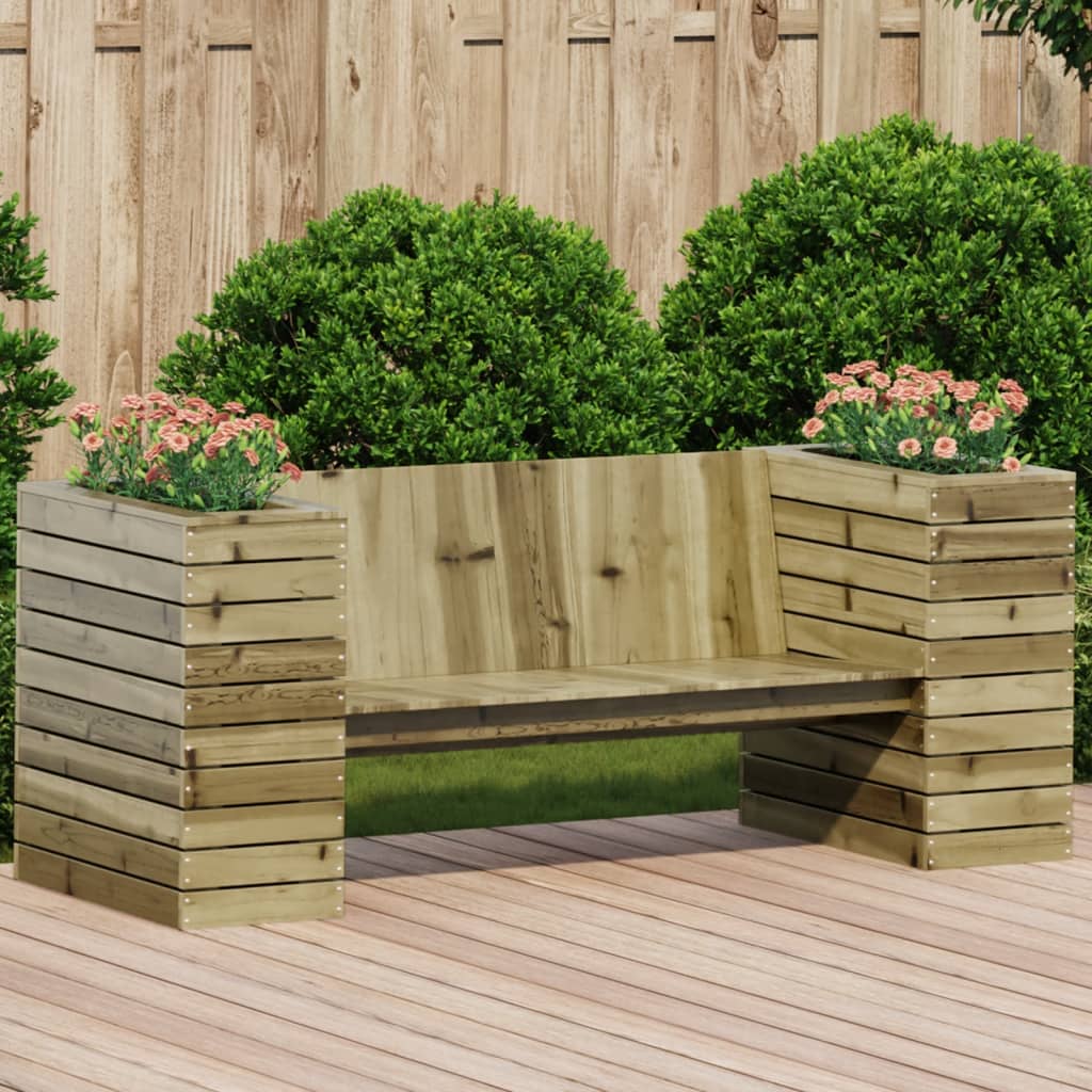 Bankje Met Plantenbakken 167,5X60X65 Cm Grenenhout Naturel geïmpregneerd