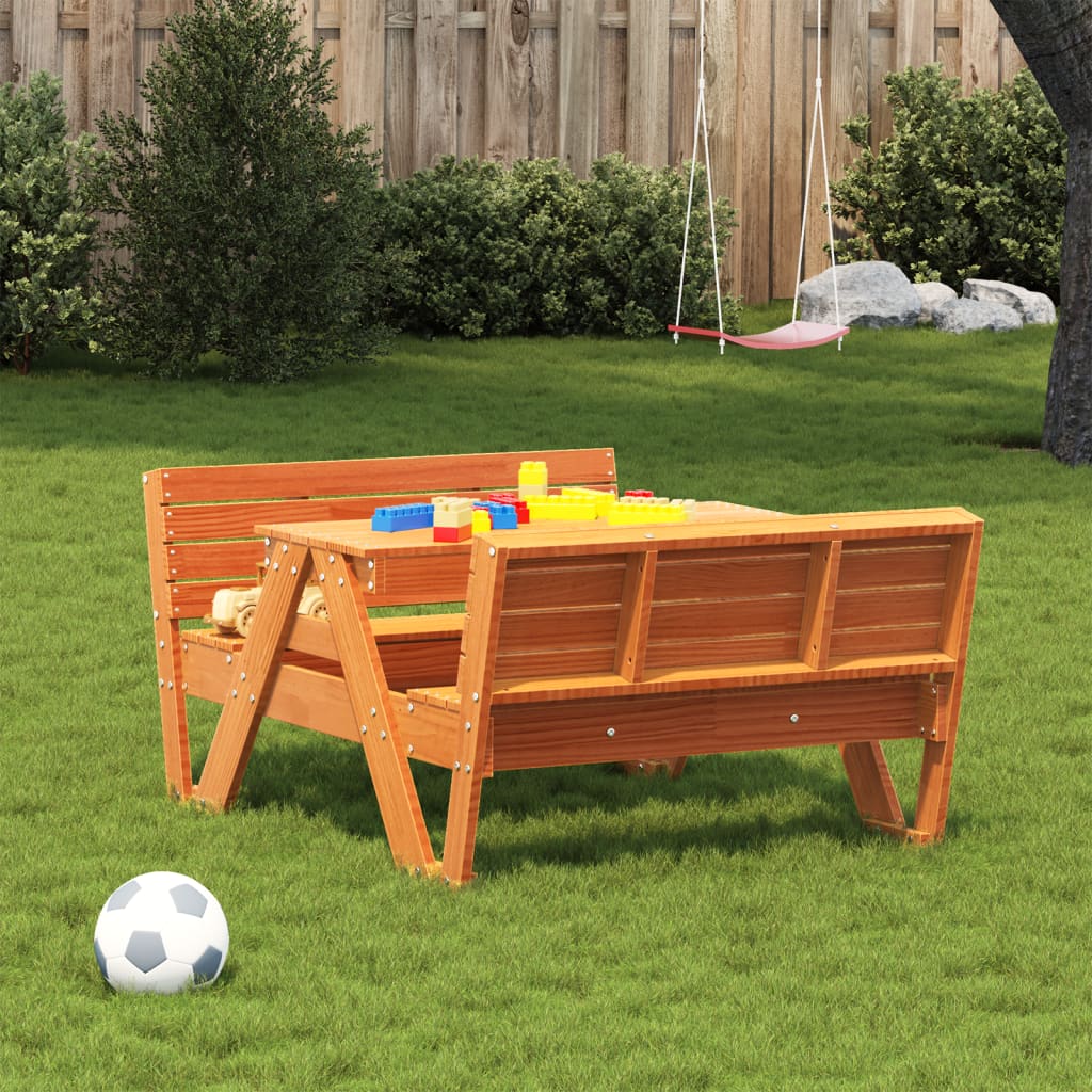 Picknicktafel voor kinderen 88x122x58 cm grenenhout wasbruin