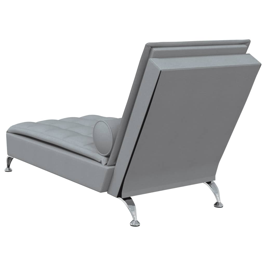 Massage chaise longue met bolster stof lichtgrijs