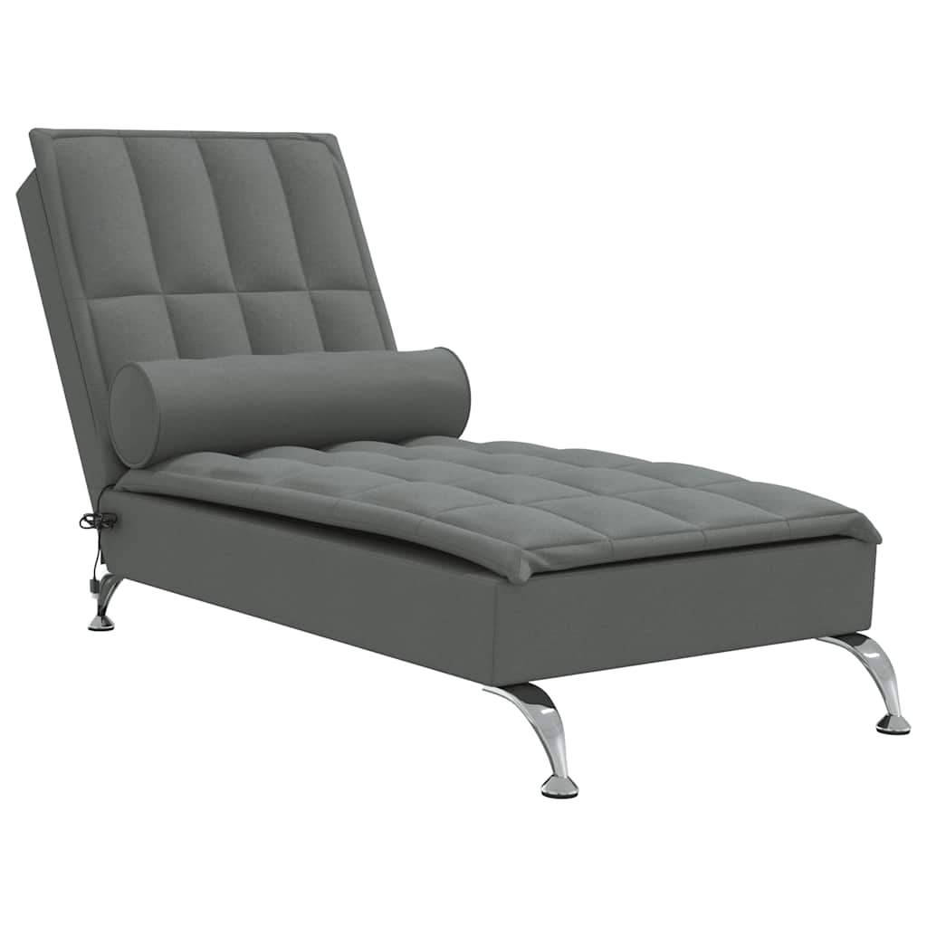 Massage Chaise Longue Met Bolster Stof Donkergrijs