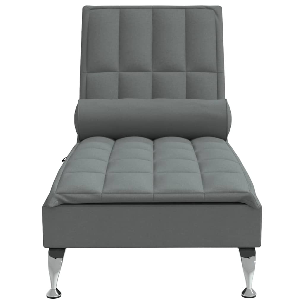 Massage Chaise Longue Met Bolster Stof Donkergrijs