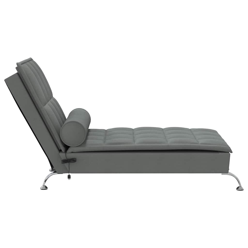 Massage Chaise Longue Met Bolster Stof Donkergrijs
