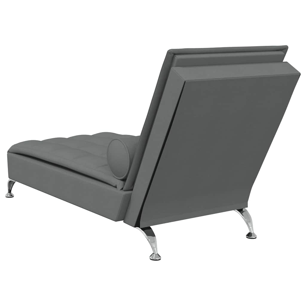 Massage Chaise Longue Met Bolster Stof Donkergrijs
