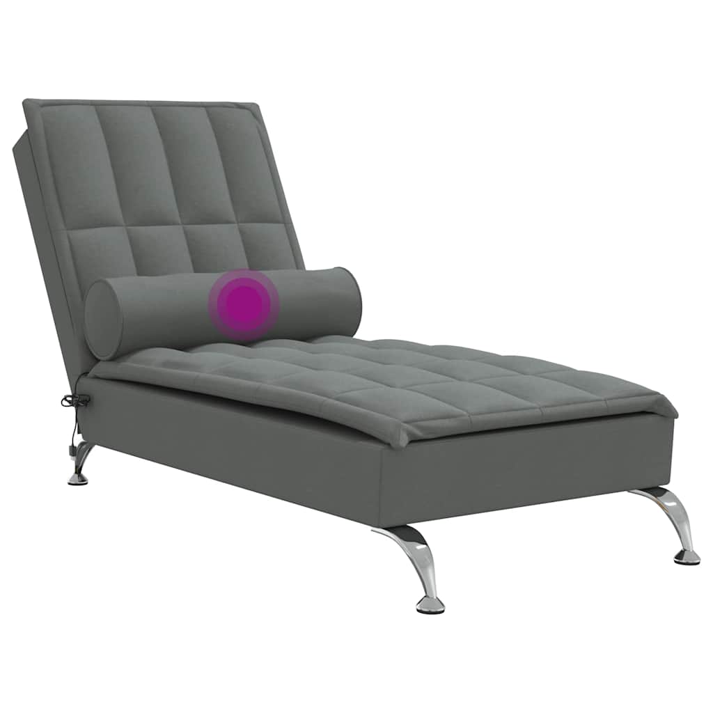 Massage Chaise Longue Met Bolster Stof Donkergrijs