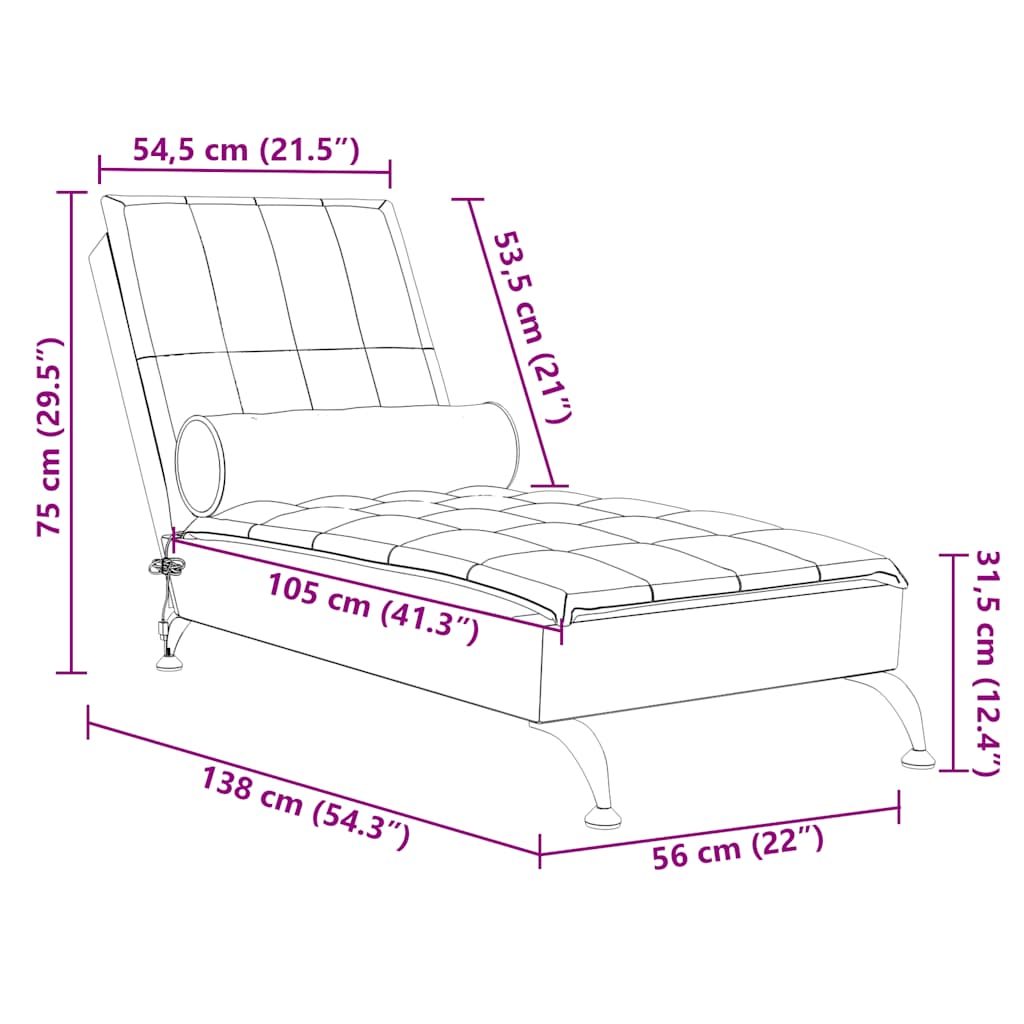 Massage Chaise Longue Met Bolster Stof Donkergrijs