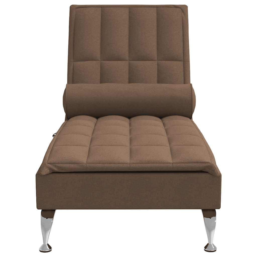 Massage chaise longue met bolster stof bruin