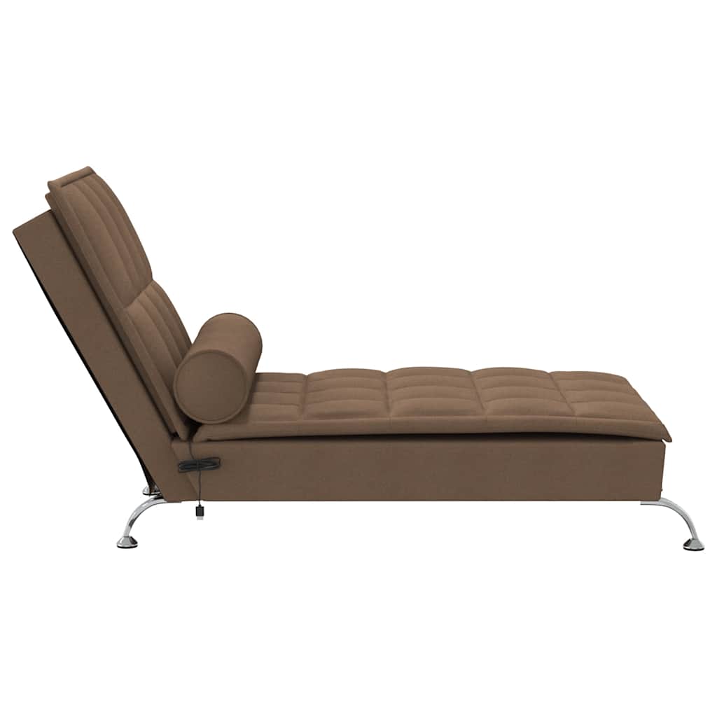 Massage chaise longue met bolster stof bruin