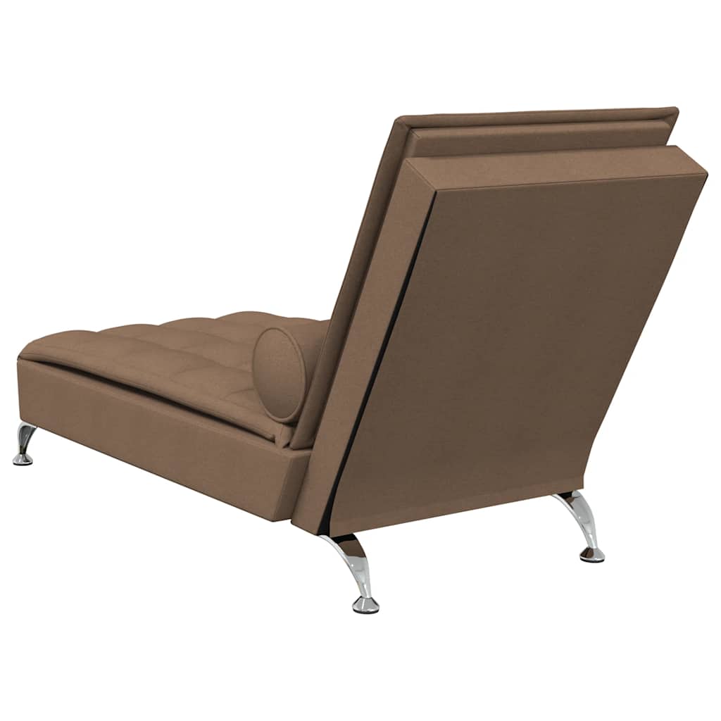 Massage chaise longue met bolster stof bruin