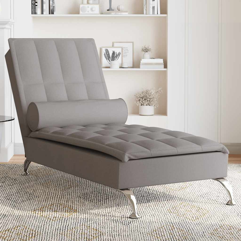 Massage Chaise Longue Met Bolster Stof Taupe