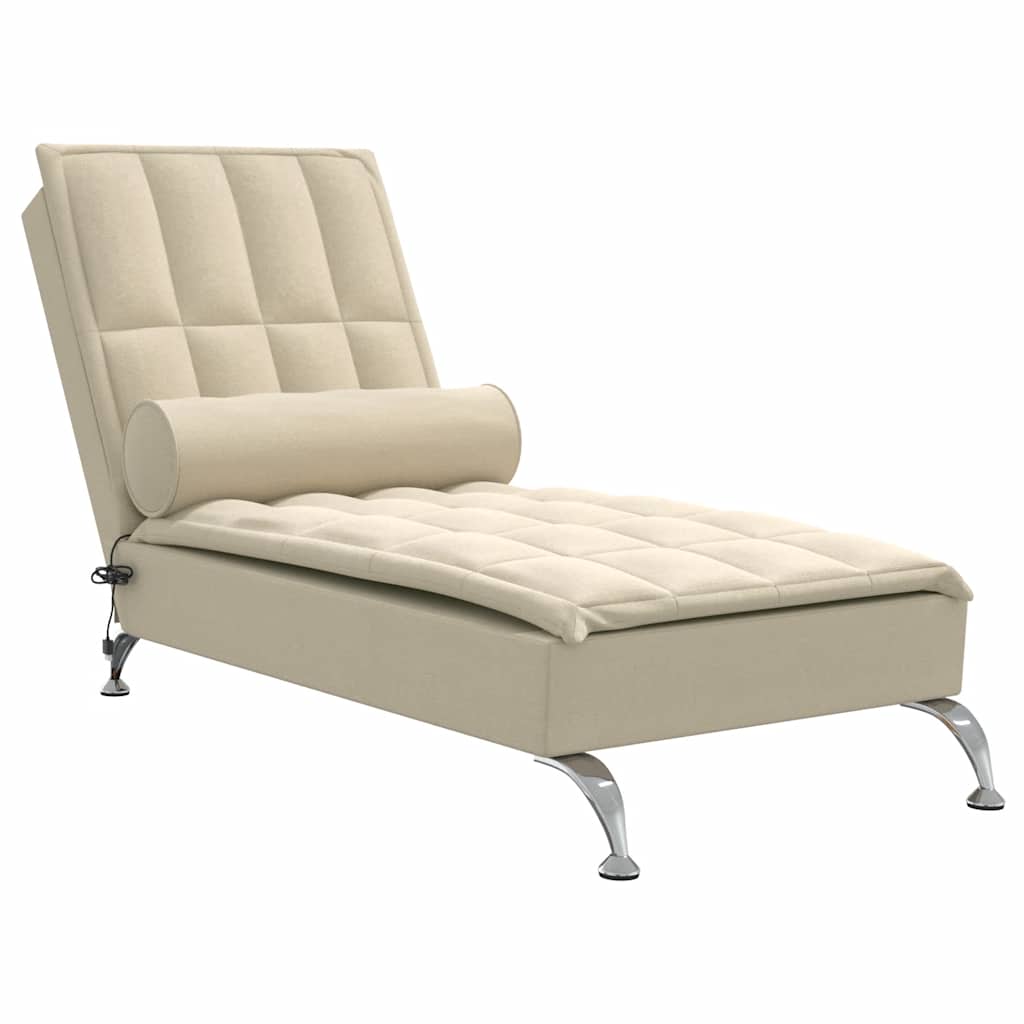 Massage Chaise Longue Met Bolster Stof Kleurig Crème