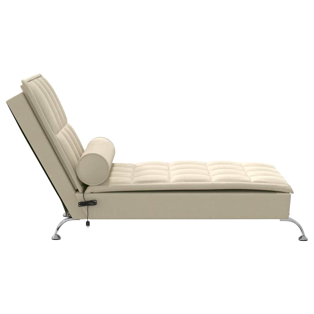 Massage chaise longue met bolster stof crèmekleurig