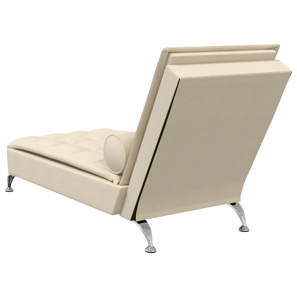 Massage chaise longue met bolster stof crèmekleurig