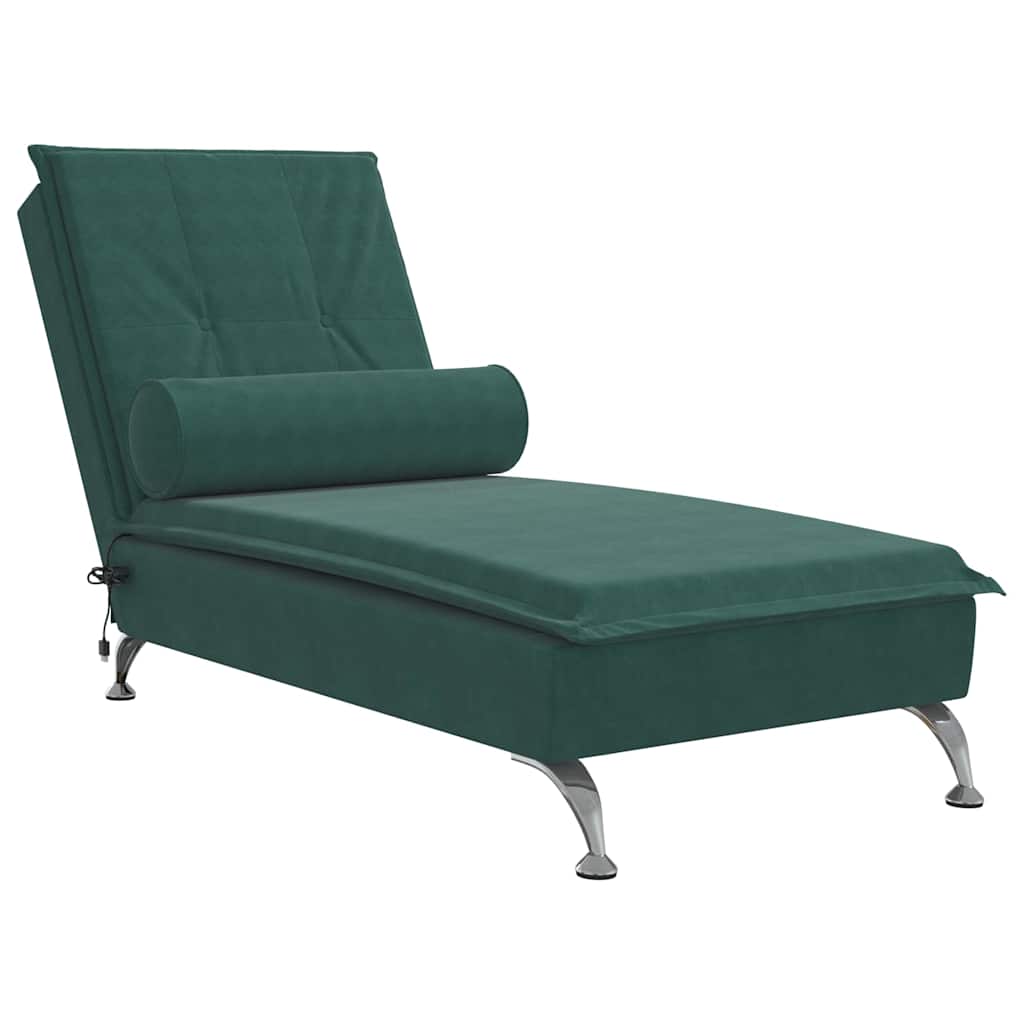 Massage Chaise Longue Met Bolster Fluweel Donkergroen