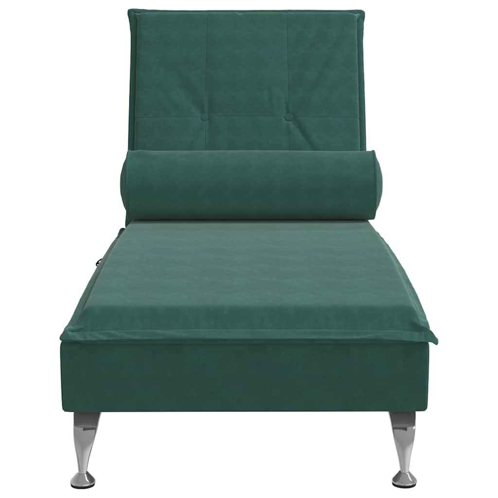 Massage Chaise Longue Met Bolster Fluweel Donkergroen