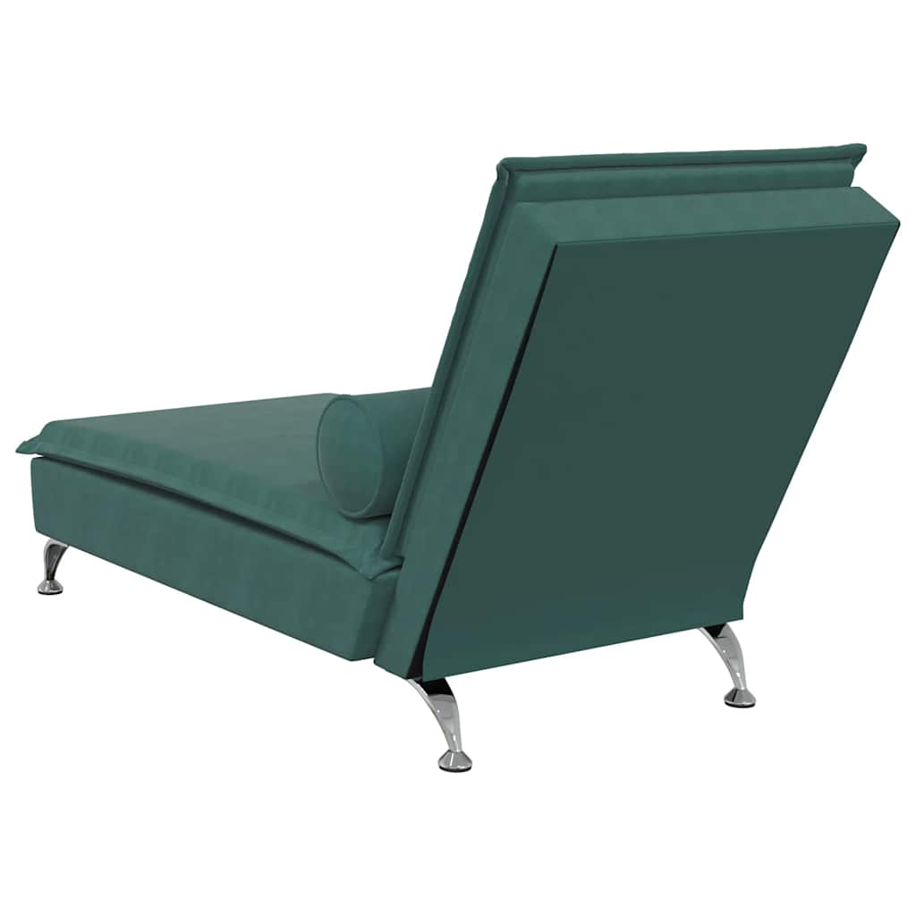 Massage Chaise Longue Met Bolster Fluweel Donkergroen
