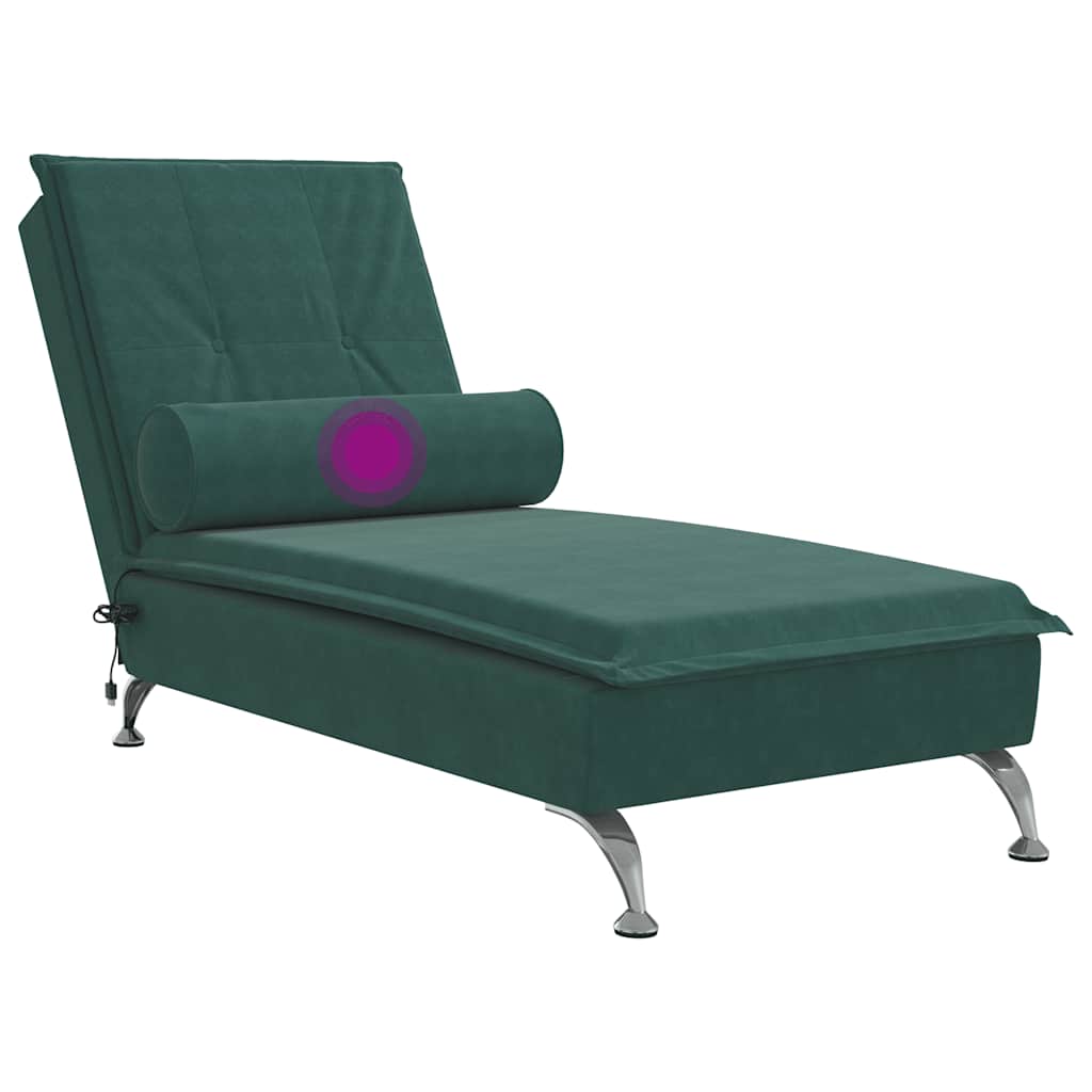 Massage Chaise Longue Met Bolster Fluweel Donkergroen