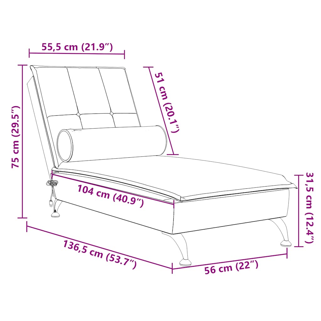 Massage Chaise Longue Met Bolster Fluweel Donkergroen