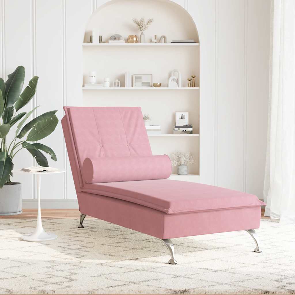 Massage Chaise Longue Met Bolster Fluweel Roze