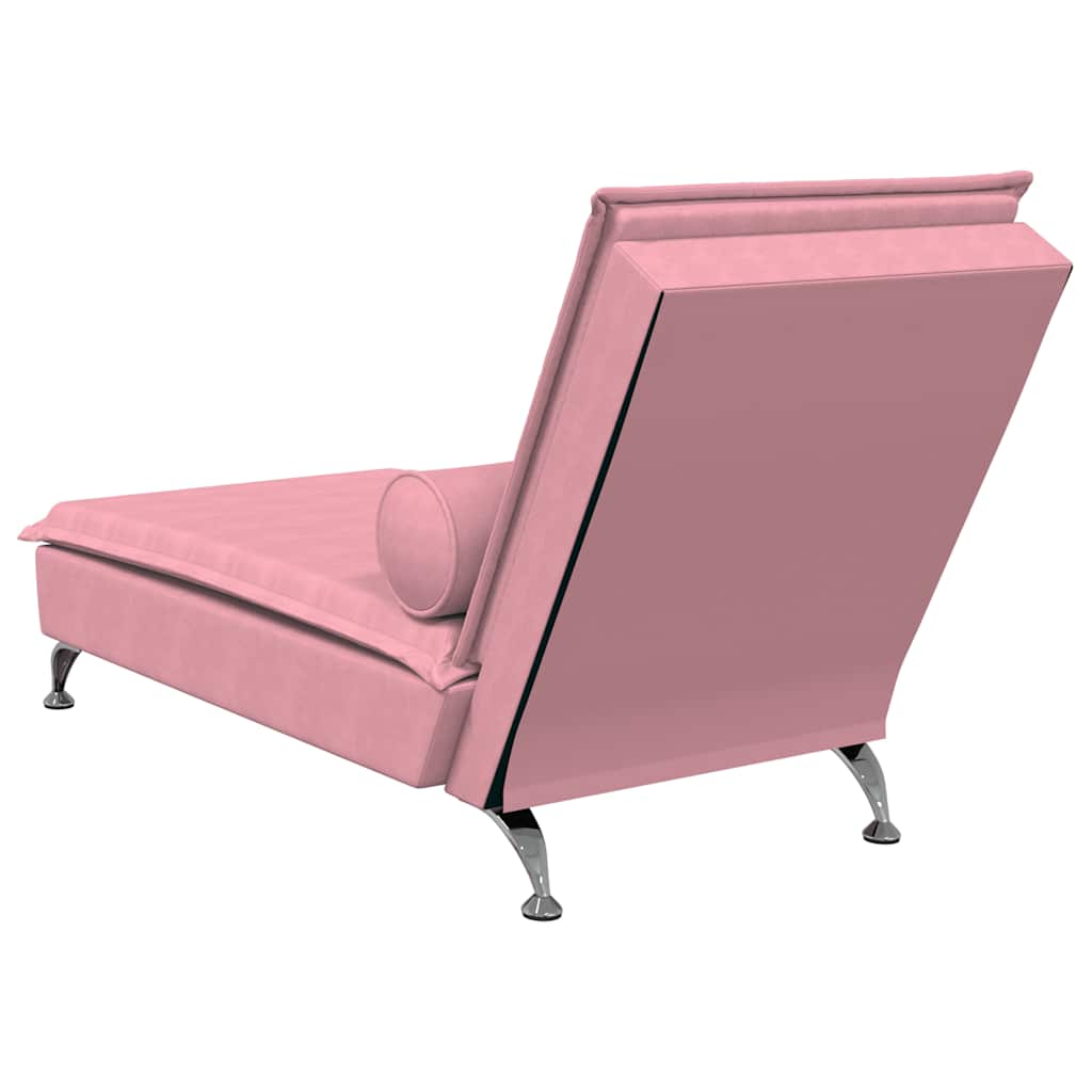 Massage Chaise Longue Met Bolster Fluweel Roze