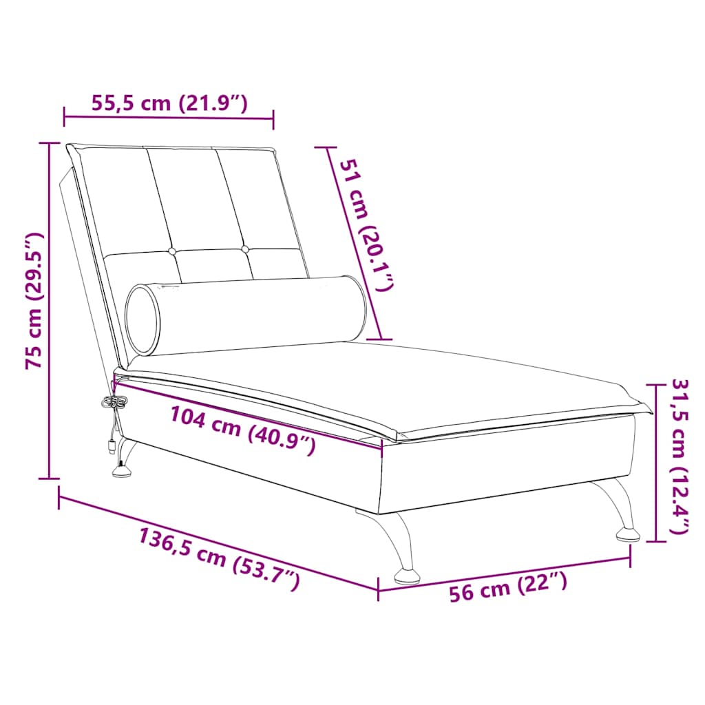 Massage Chaise Longue Met Bolster Fluweel Roze