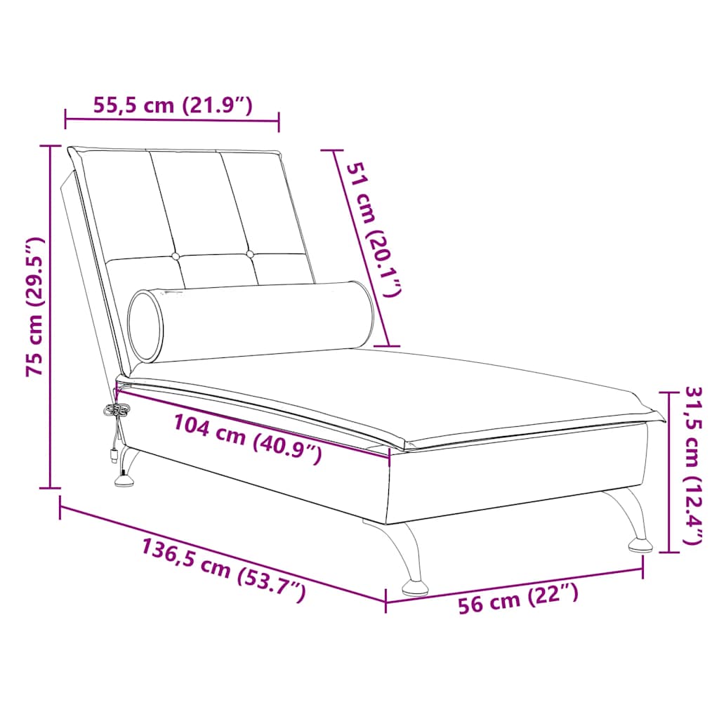 Massage Chaise Longue Met Bolster Fluweel Blauw