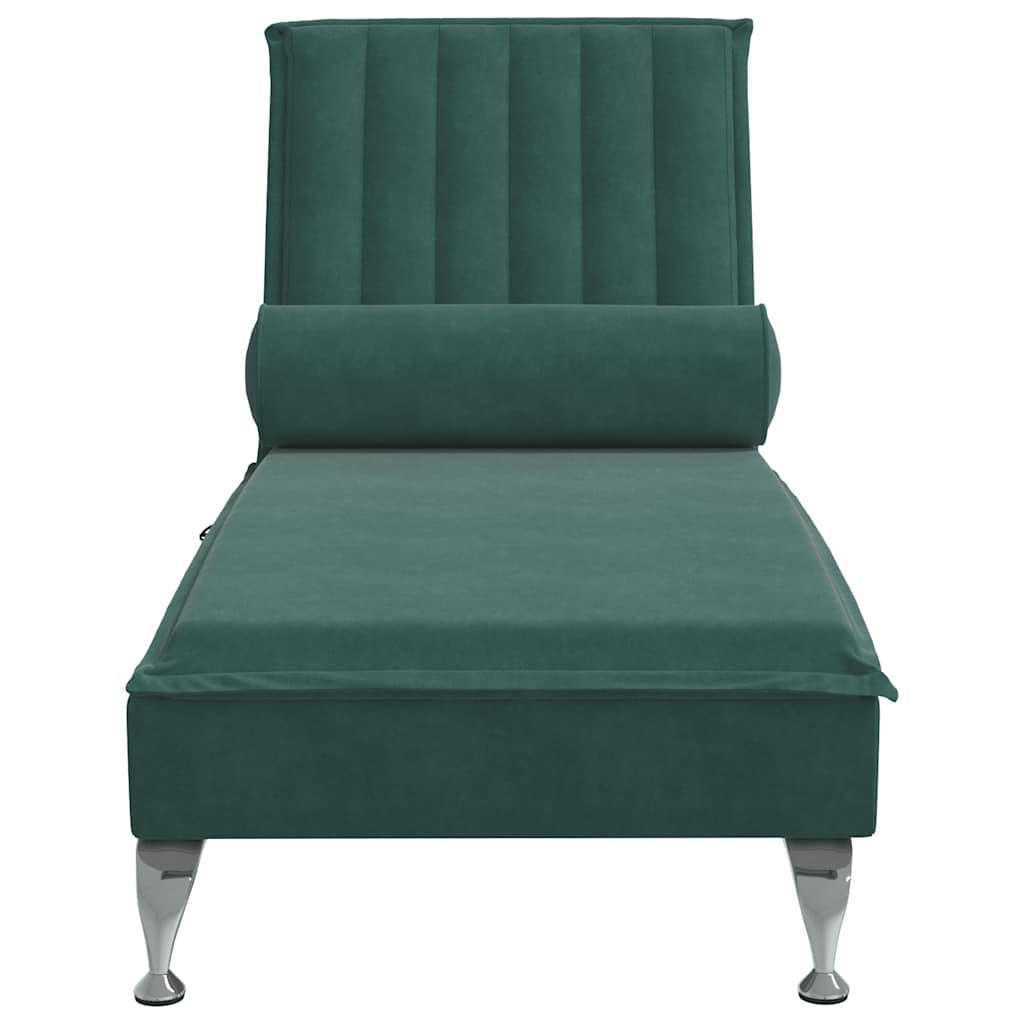 Massage Chaise Longue Met Bolster Fluweel Donkergroen
