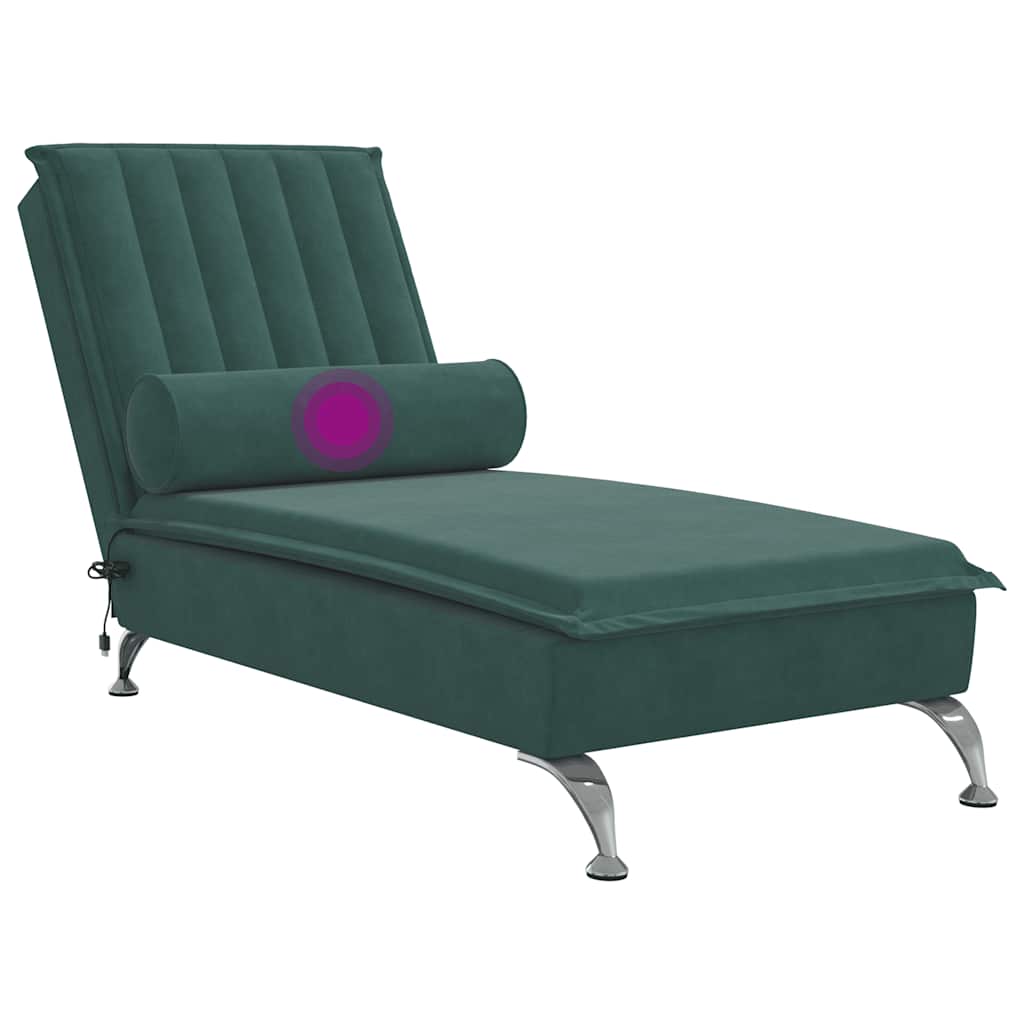 Massage Chaise Longue Met Bolster Fluweel Donkergroen