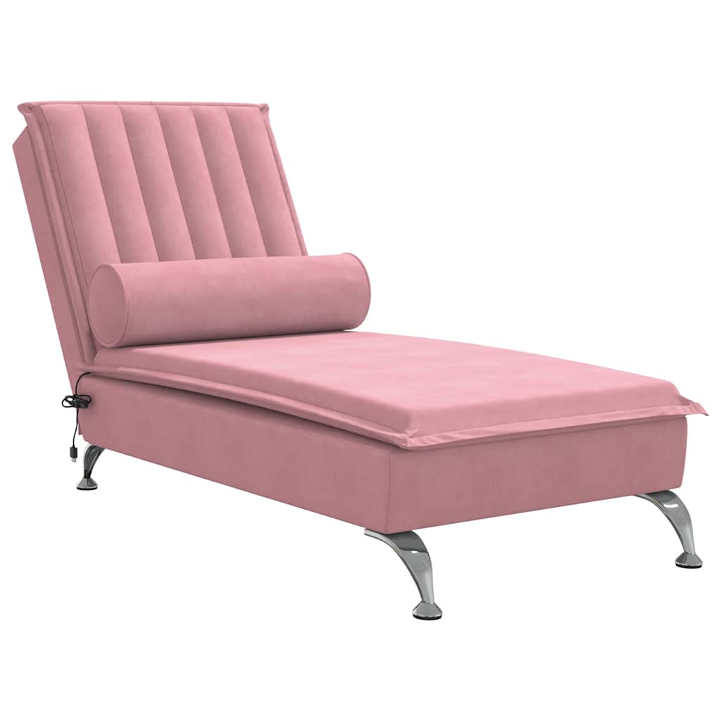 Massage Chaise Longue Met Bolster Fluweel Roze