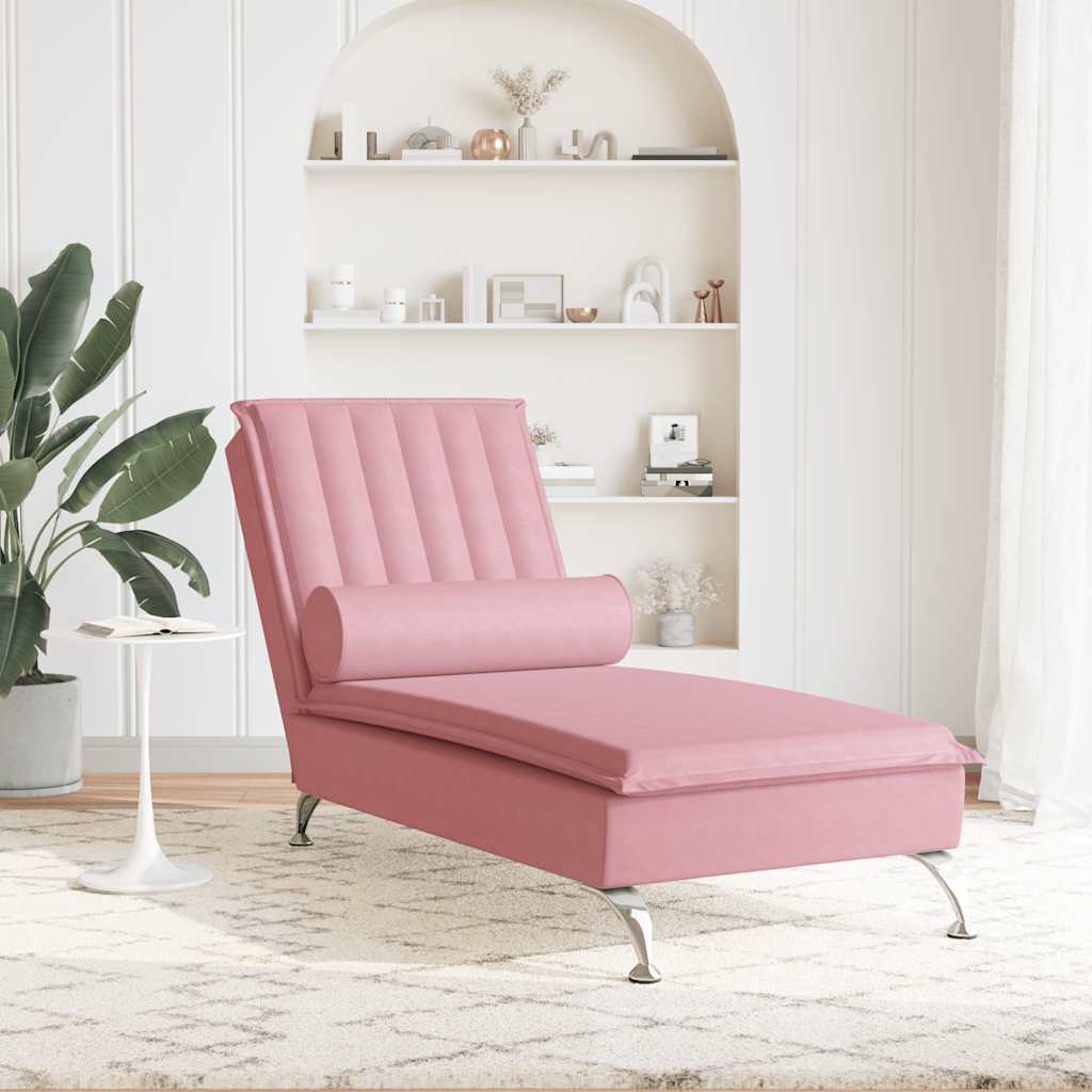 Massage Chaise Longue Met Bolster Fluweel Roze
