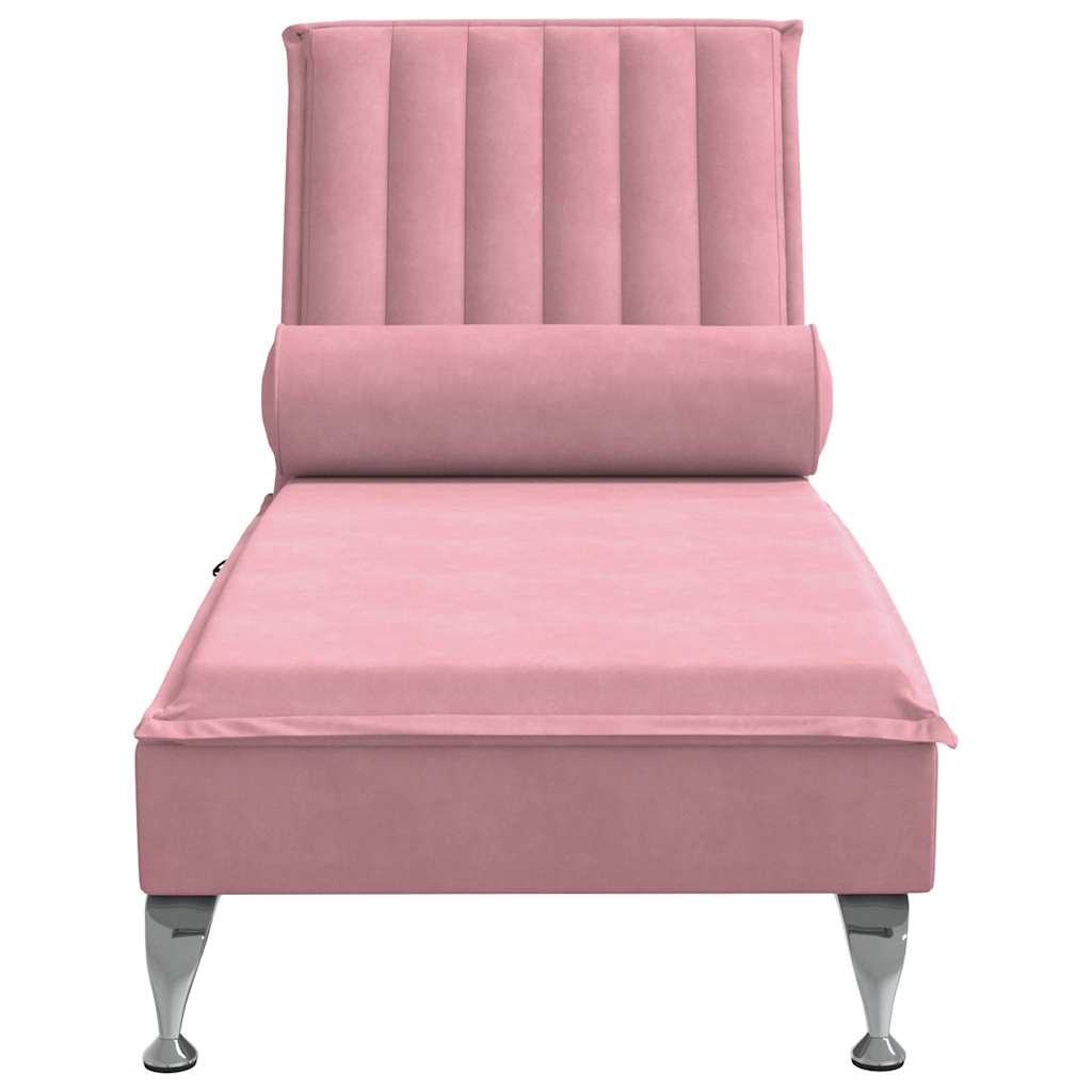 Massage Chaise Longue Met Bolster Fluweel Roze