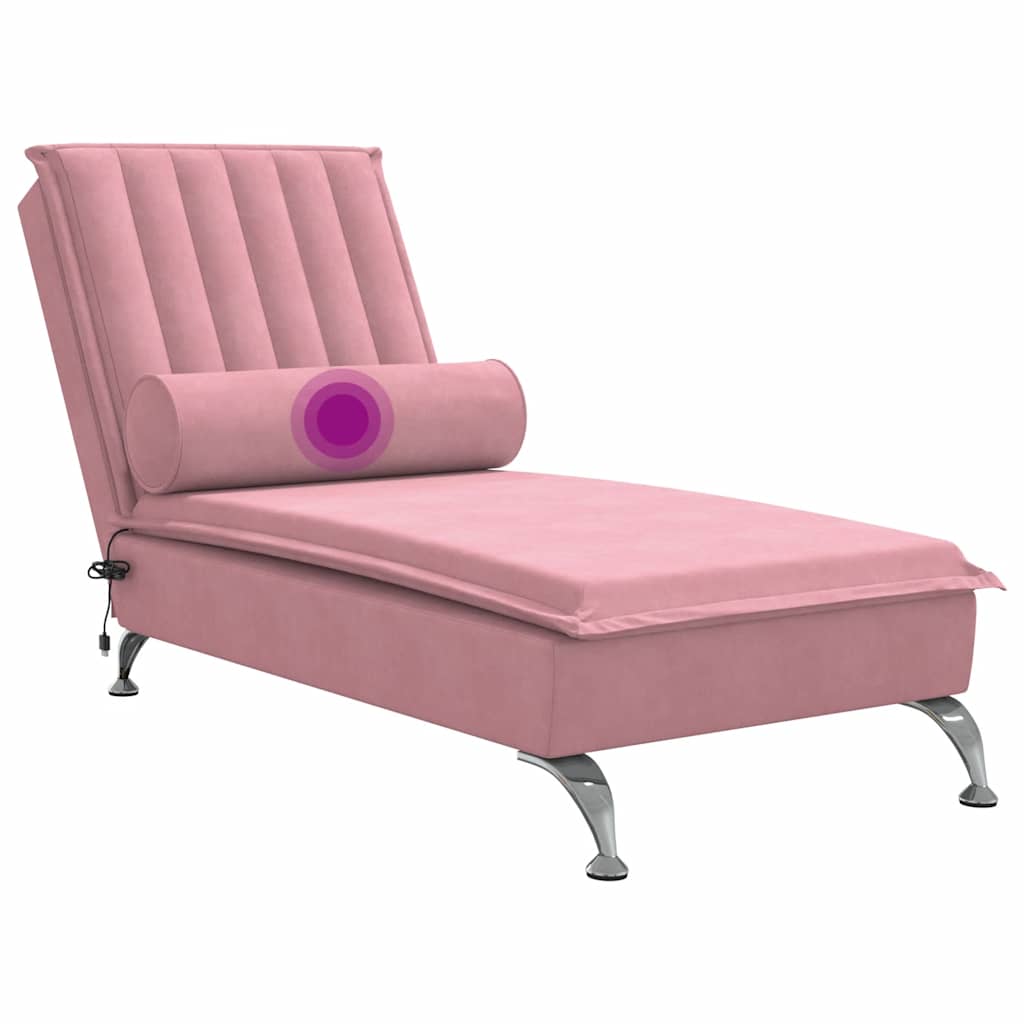 Massage Chaise Longue Met Bolster Fluweel Roze