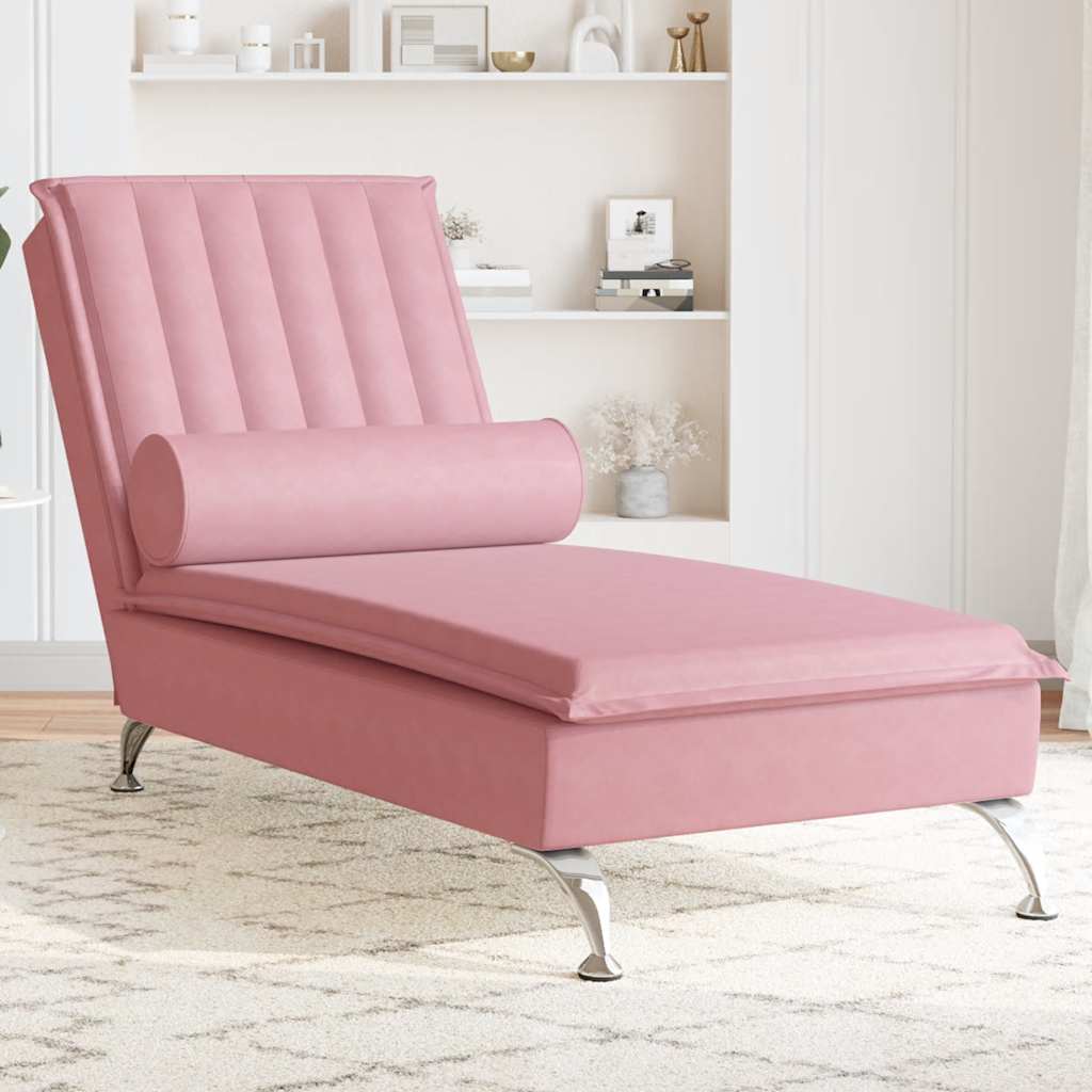 Massage Chaise Longue Met Bolster Fluweel Roze