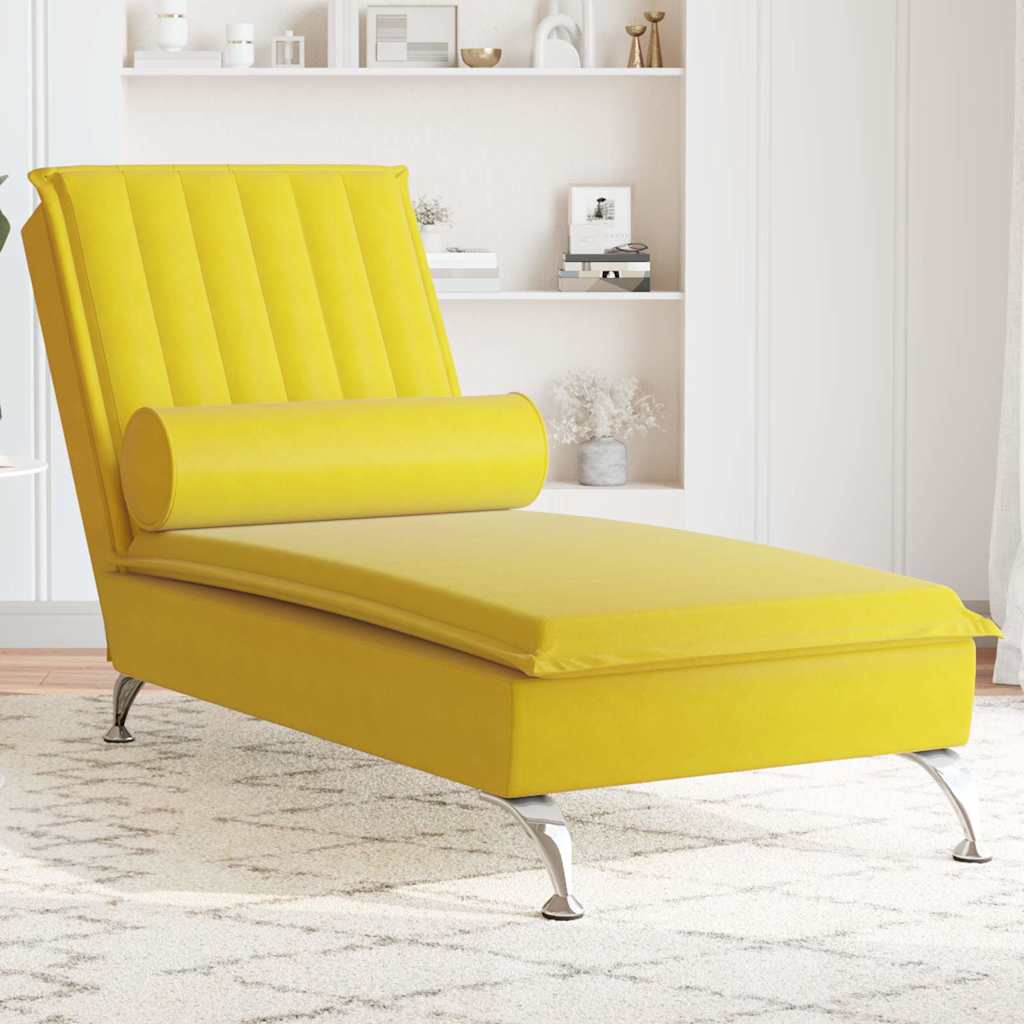 Massage Chaise Longue Met Bolster Fluweel Geel