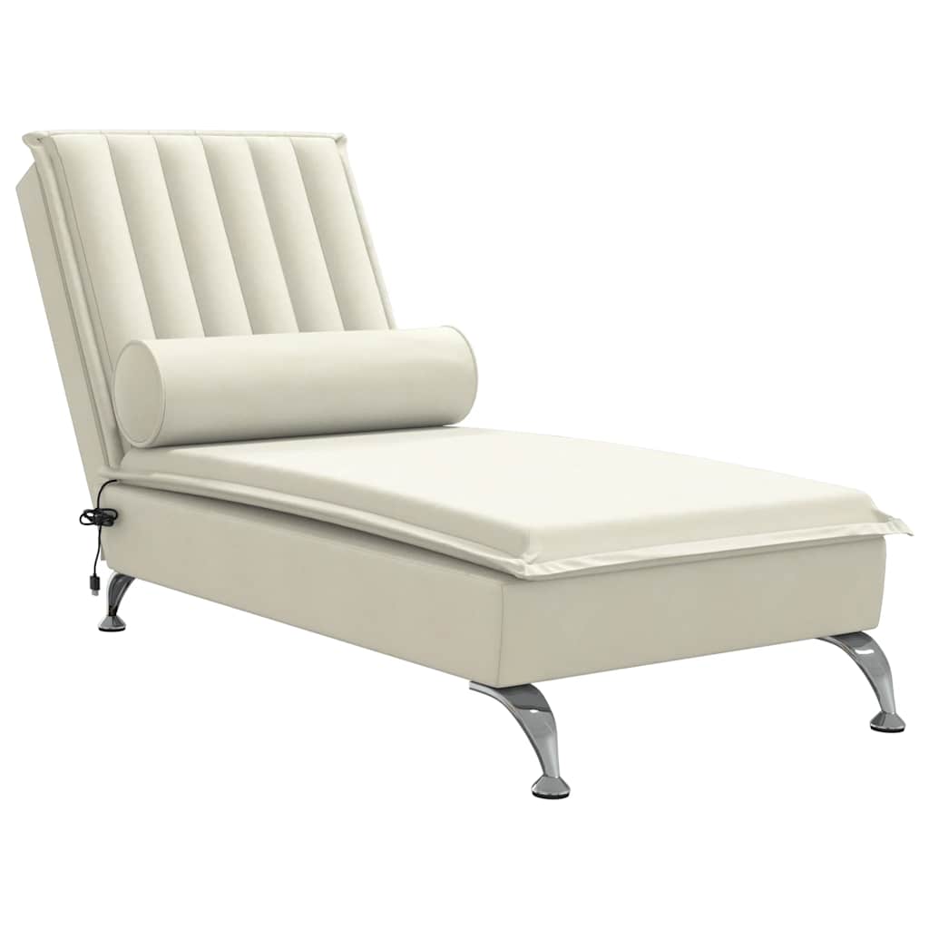 Massage Chaise Longue Met Bolster Fluweel Roze Crème