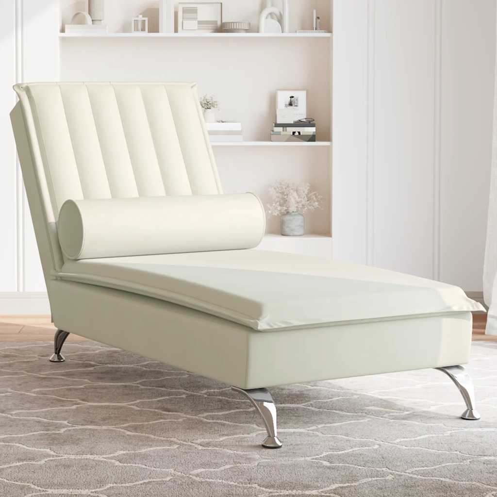 Massage Chaise Longue Met Bolster Fluweel Roze Crème