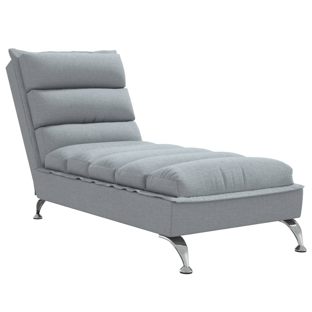 Chaise longue met kussens stof lichtgrijs