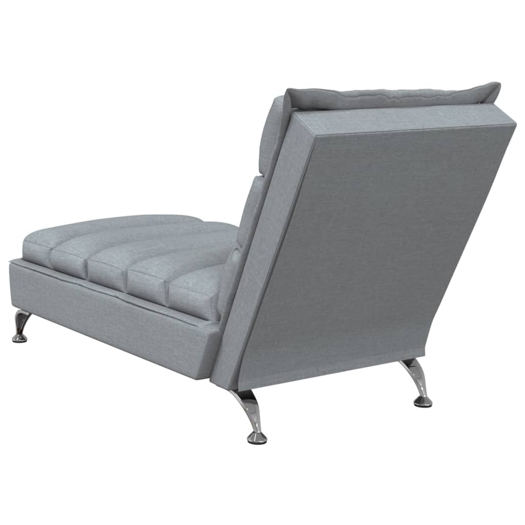 Chaise longue met kussens stof lichtgrijs