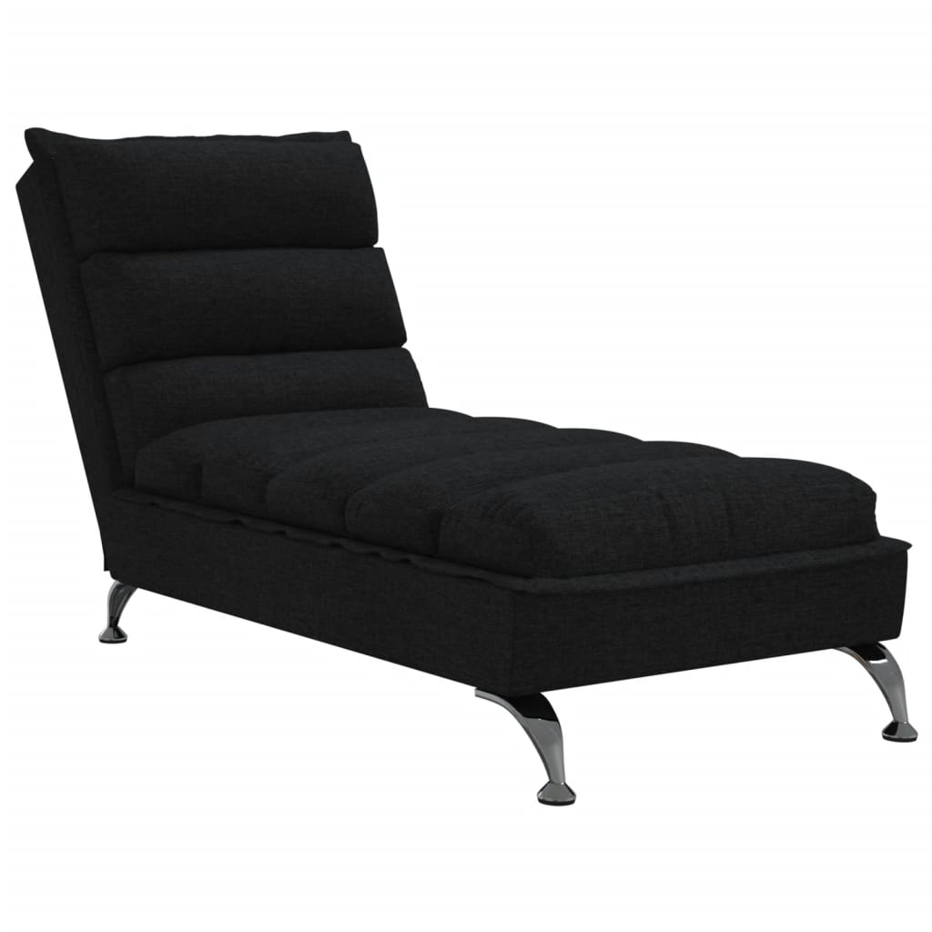 Chaise Longue Met Kussens Stof 1 Zwart