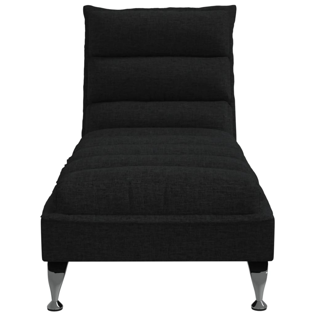 Chaise Longue Met Kussens Stof 1 Zwart