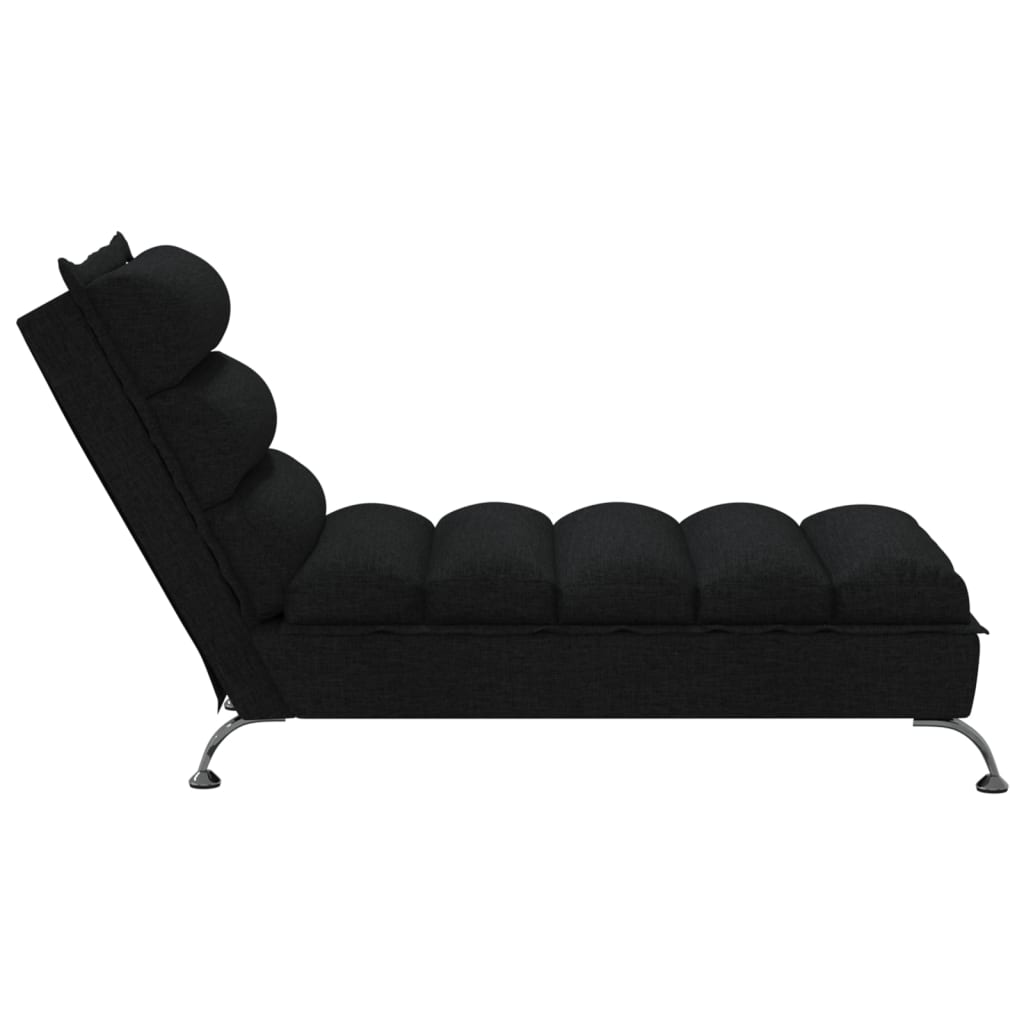 Chaise Longue Met Kussens Stof 1 Zwart