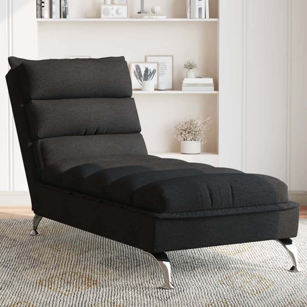 Chaise Longue Met Kussens Stof 1 Zwart