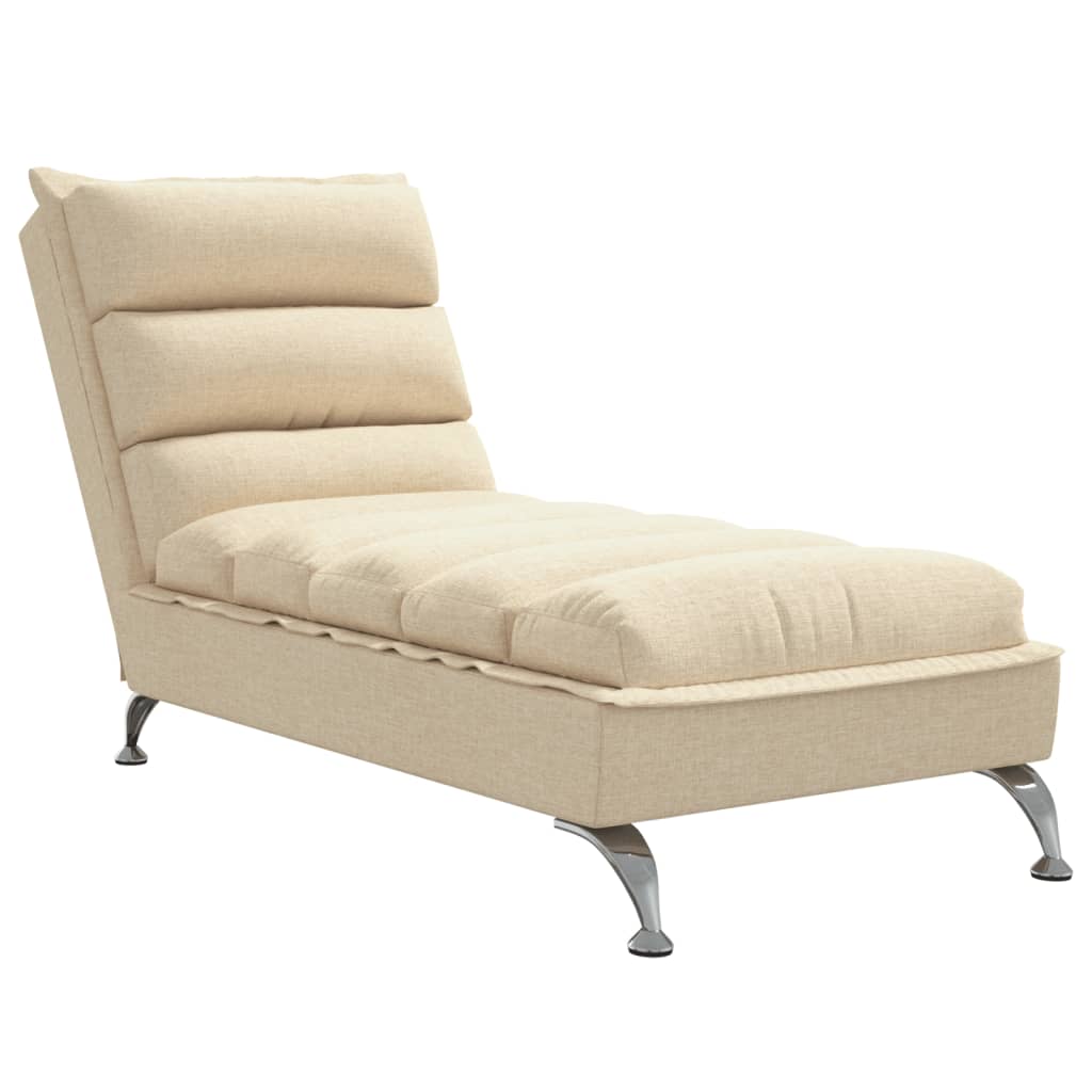 Chaise Longue Met Kussens Stof Kleurig 1 Crème